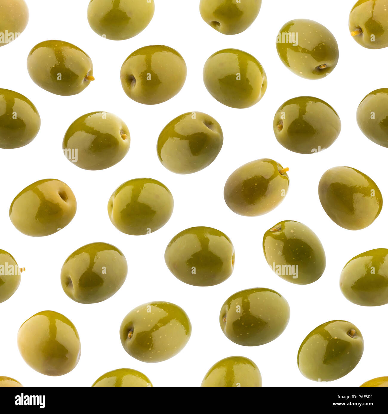 Olive verdi seamless pattern isolati su sfondo bianco Foto Stock