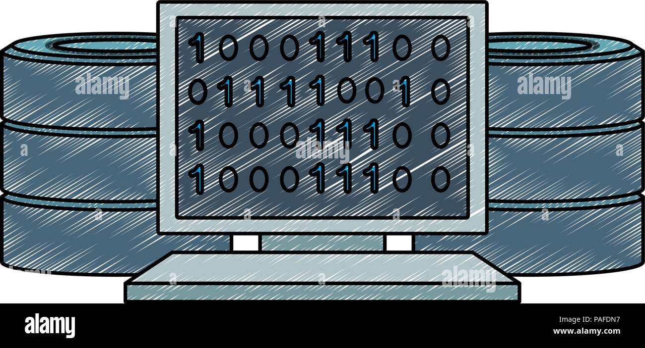 Calcolatore codice binario illustrazione vettoriale graphic design Illustrazione Vettoriale