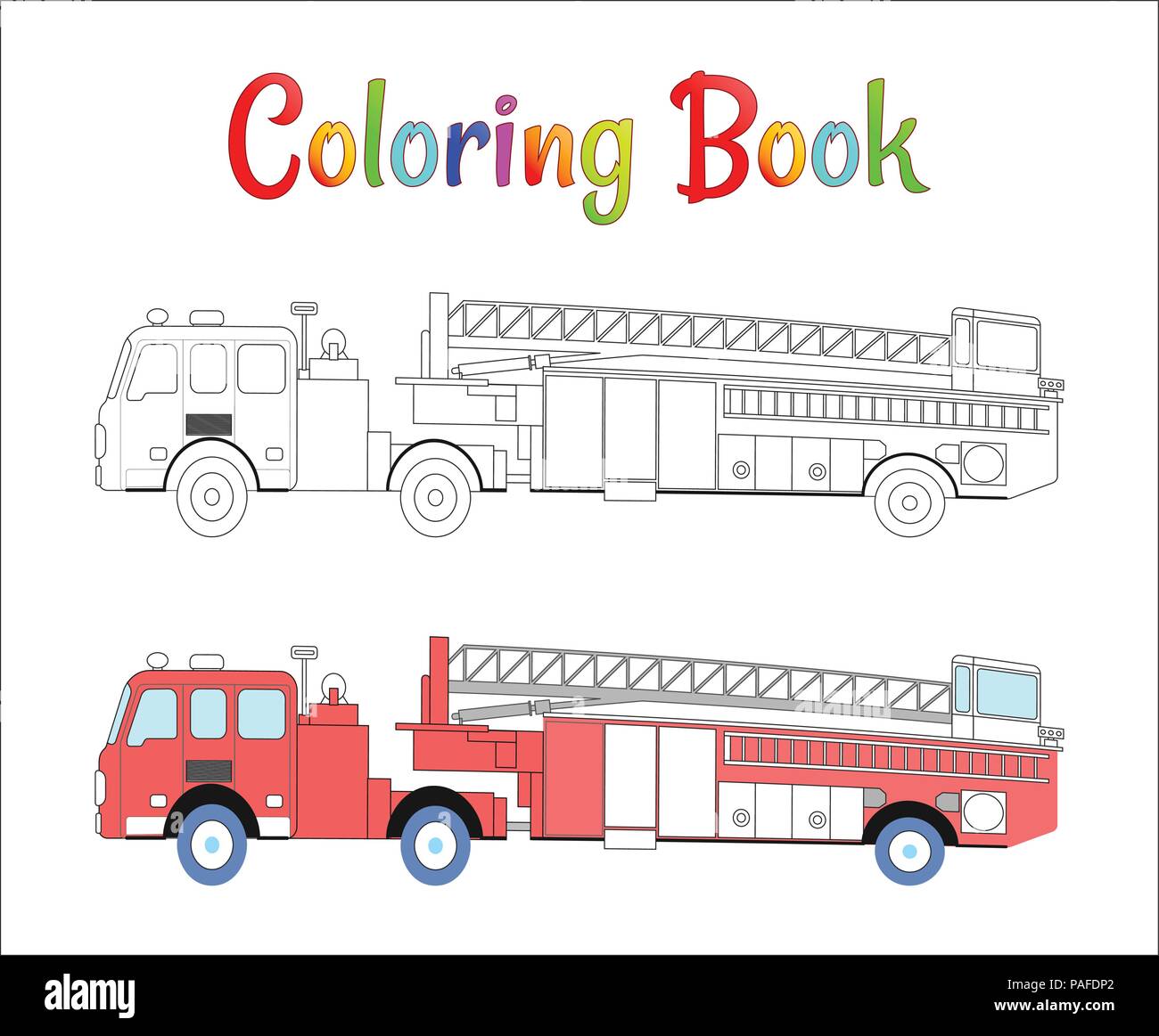 Camion Dei Pompieri Libro Da Colorare Vettore Pagine Da Colorare Per Bambini Illustrazione Vettoriale Eps 10 Immagine E Vettoriale Alamy