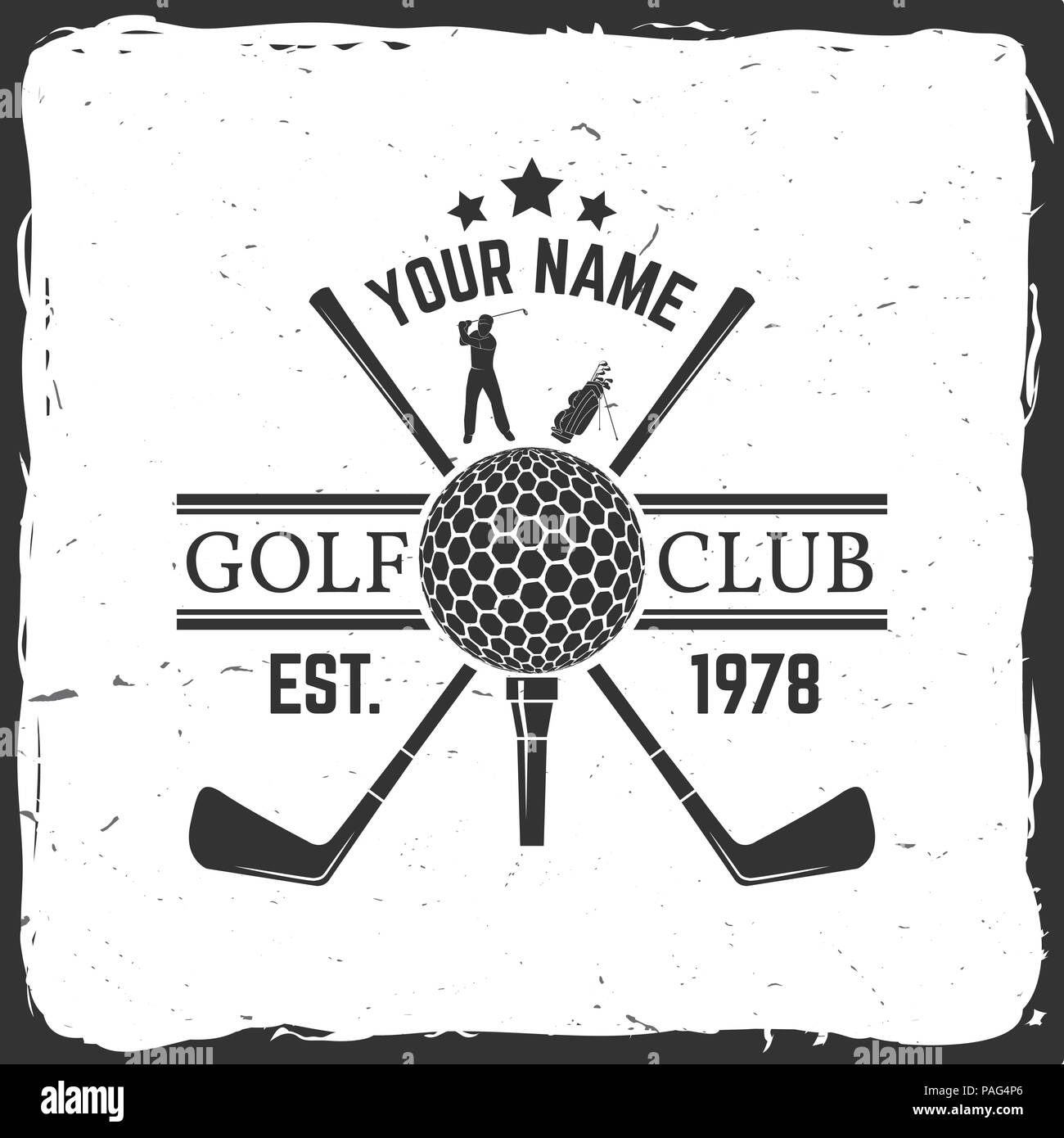 Golf club concetto con palla da golf silhouette. Vector golf club badge retrò. Concetto di camicia, Stampa, Timbro o sigillo. Tipografia design- vettore di stock Illustrazione Vettoriale