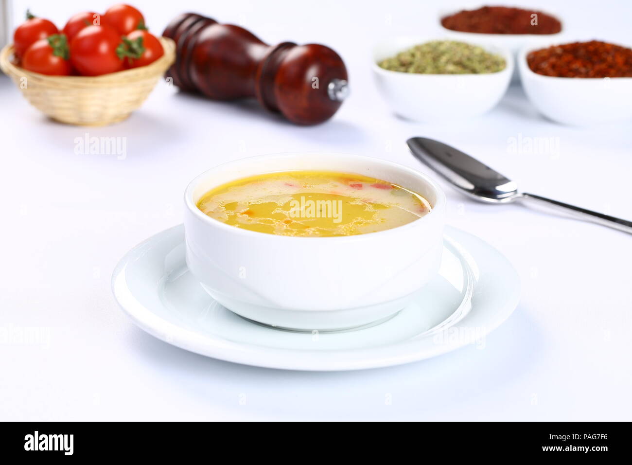 Fresca zuppa di pollo Foto Stock