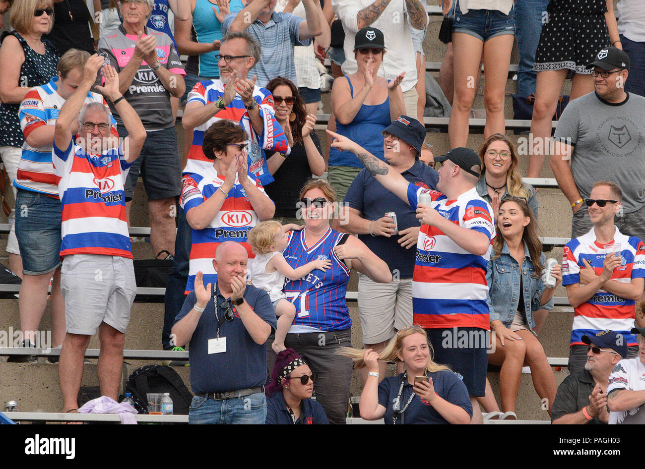 Lamport Stadium, Toronto, Ontario, Canada, 21 luglio 2018. Rochdale Hornets tifosi nel corso Toronto Wolfpack v Rochdale Hornets nel Betfred campionato. Credito: Touchlinepics/Alamy Live News Foto Stock