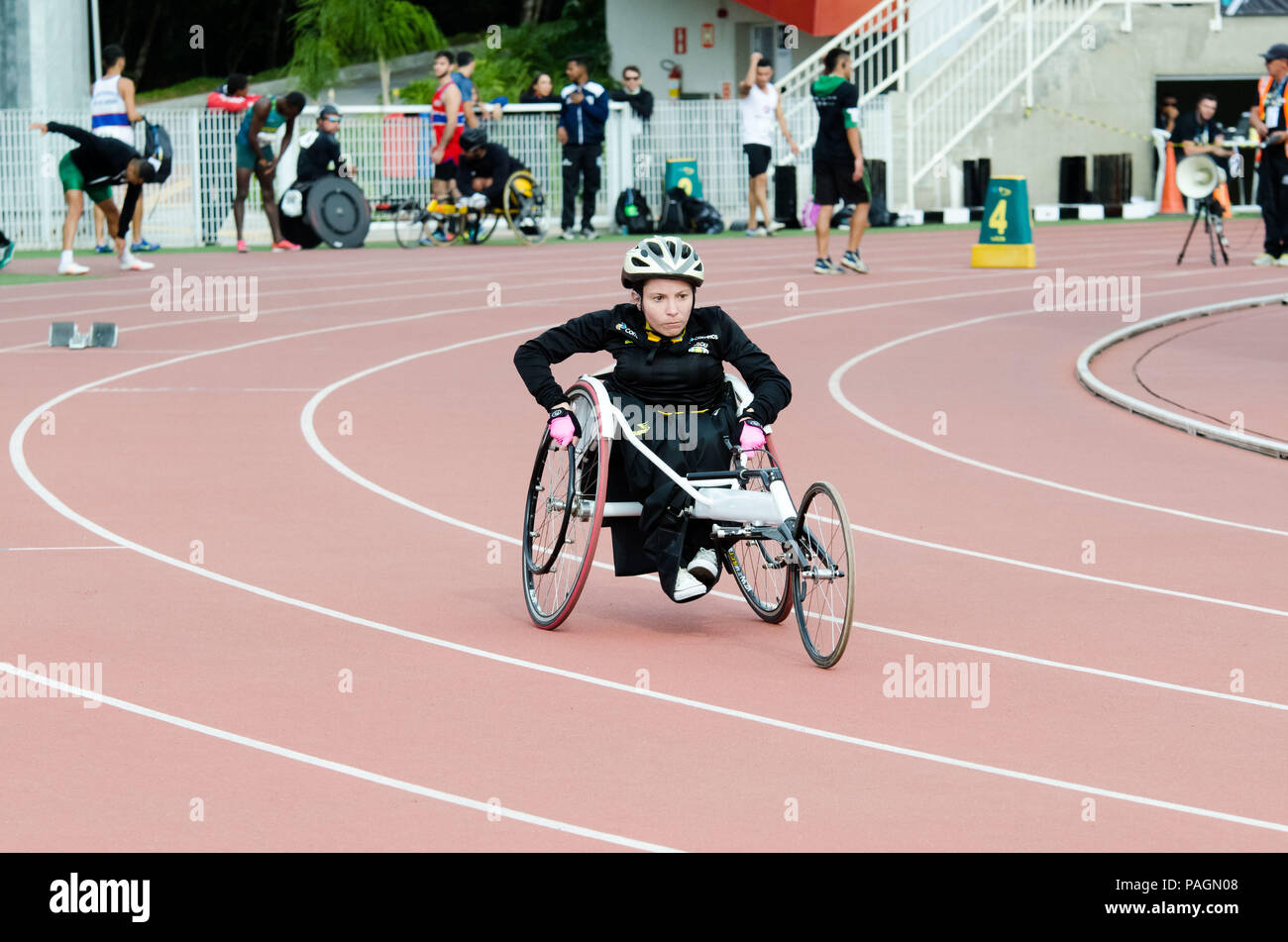 SÃO PAULO, SP - 22.07.2018: FISU AMERICA GIOCHI 2018 - atletica. Il Brasile riceve il primo Pan American University di storia, la capitale di São Paulo ospita la prima edizione della FISU AMERICA giochi tra luglio 19 e 29. (Foto: Maycon Soldano/Fotoarena) Foto Stock