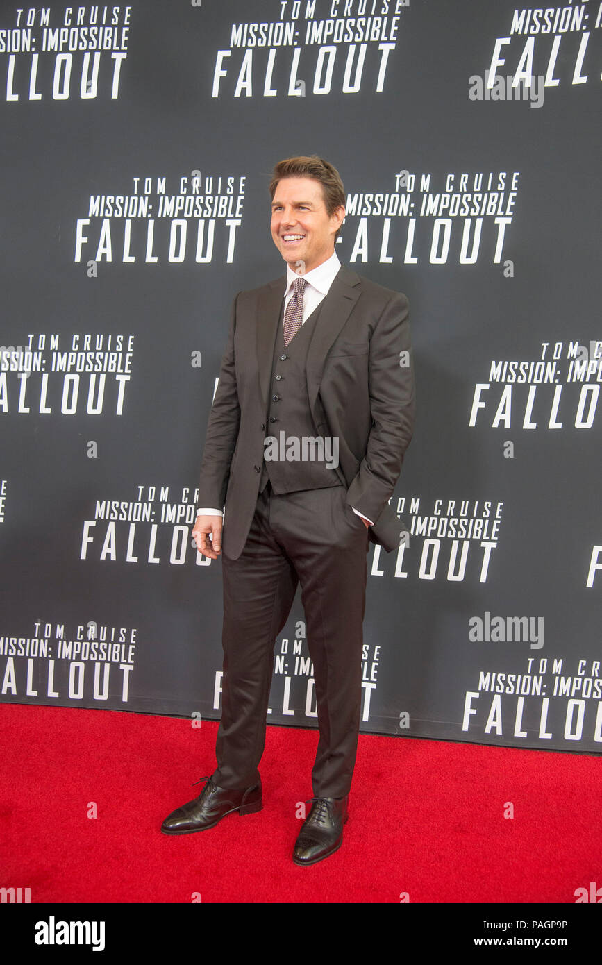 Washington DC, 22 luglio 2018, USA: Il nuovo Tom Cruise movie, Missione impossibile: Fallout, ha la sua premiere presso lo Smithsonian Air & Space Museum di Washington DC. Alcune delle stelle che frequentano includeTom Cruise, Henry Cavill Simon Pegg, Rebecca Ferguson, Angela Bassett, Michelle Monaghan, Wolf Blitzer, produttore Jake Myers anddirector/writer/produttore Christopher McQuarrie. Patsy Lynch/MediaPunch Foto Stock