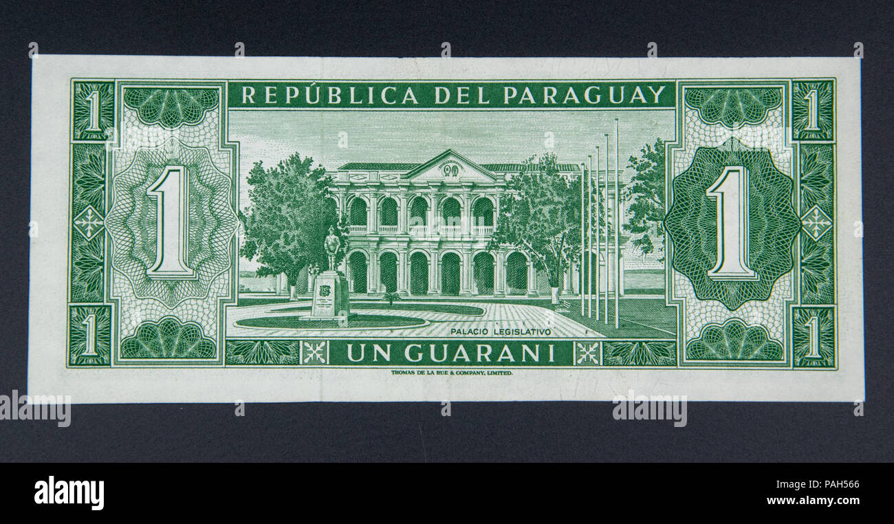 1 Guarani, il legale del Paraguay amd il più antico corso legale in Sud America Foto Stock