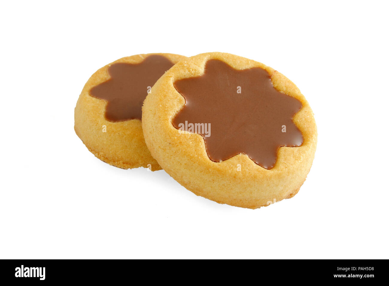 Biscotti al cioccolato isolato su sfondo bianco Foto Stock