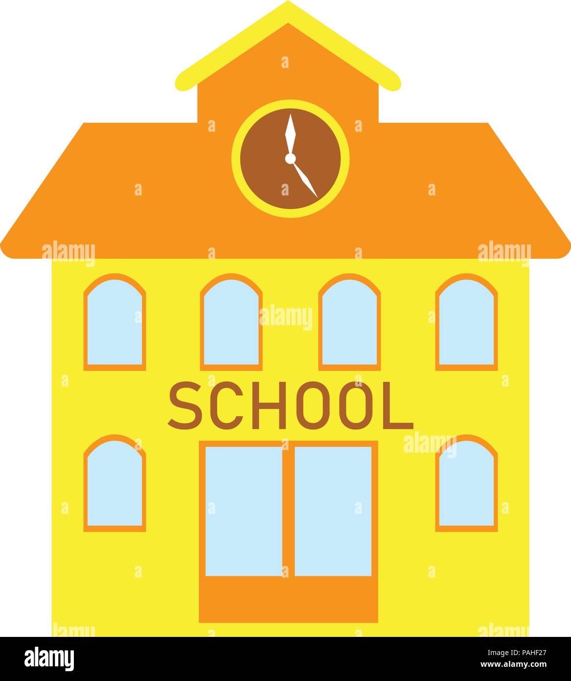 Illustrazione vettoriale di un edificio scolastico design piatto. Sfondo dell'istruzione. Illustrazione Vettoriale