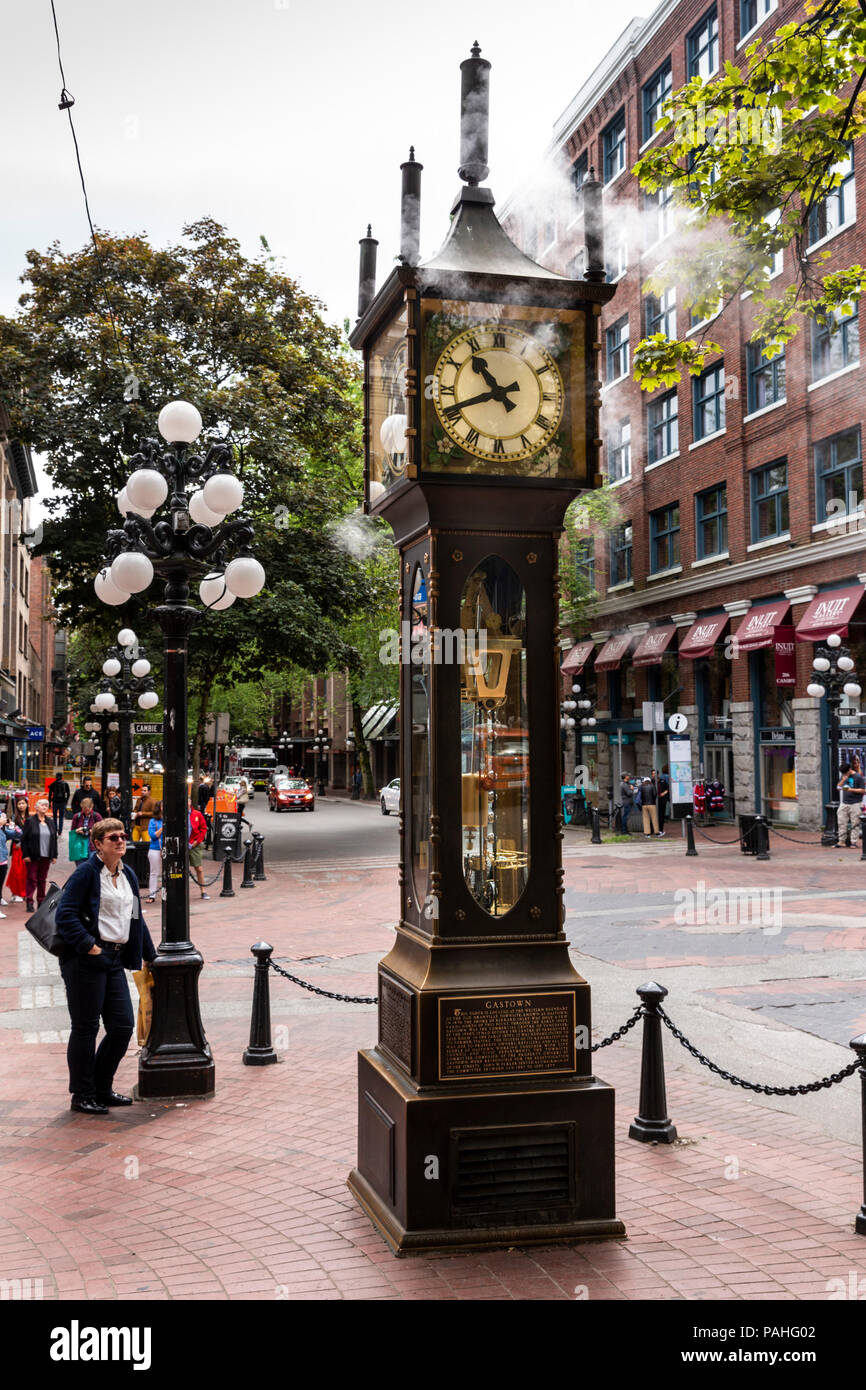 Orologio a vapore, Gastown, Vancouver, British Columbia, Canada, domenica 27 maggio, 2018. Foto Stock