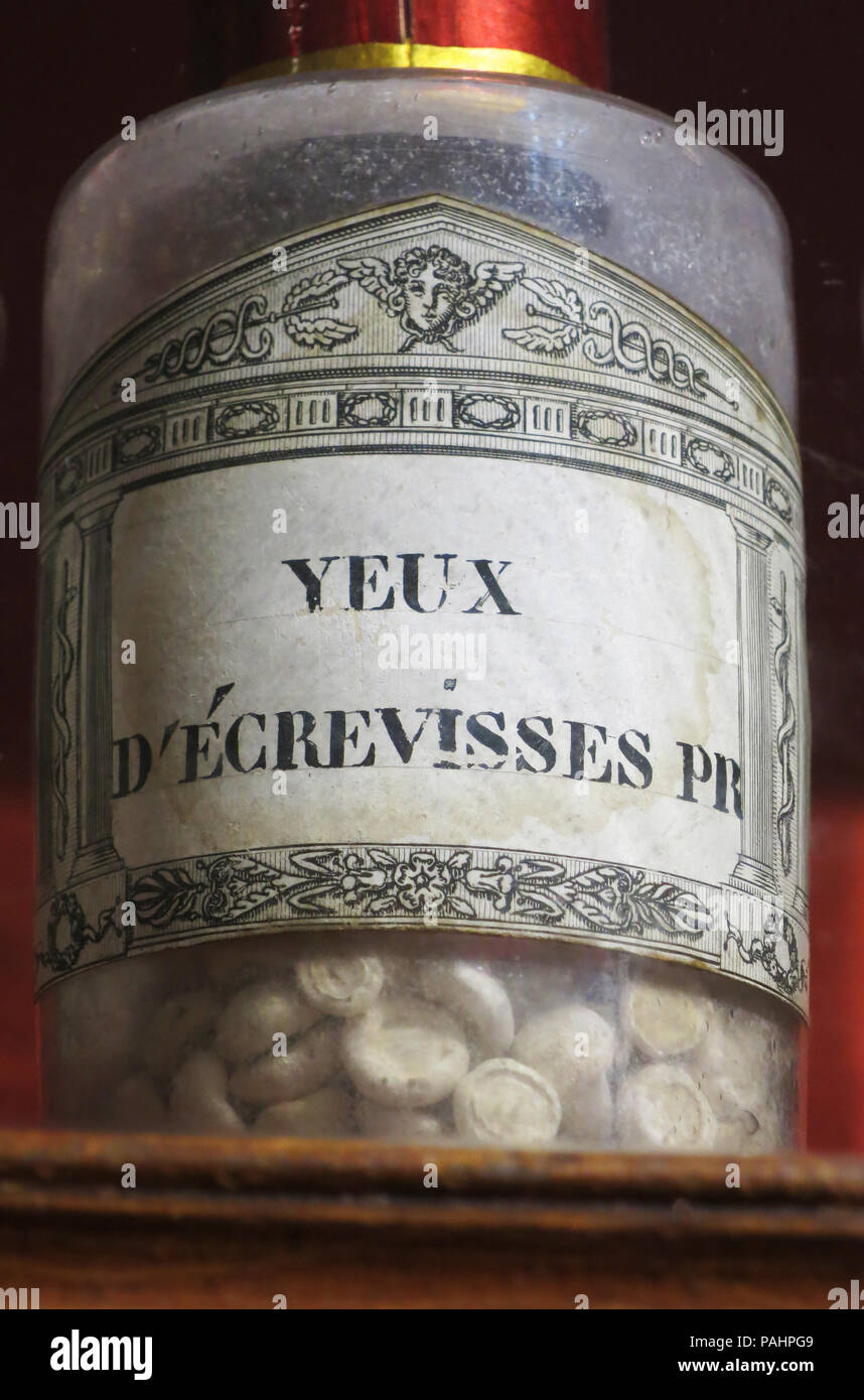 Bottiglia di gamberi di fiume occhi, ospizi di Beaune, Cote d o, Francia Foto Stock