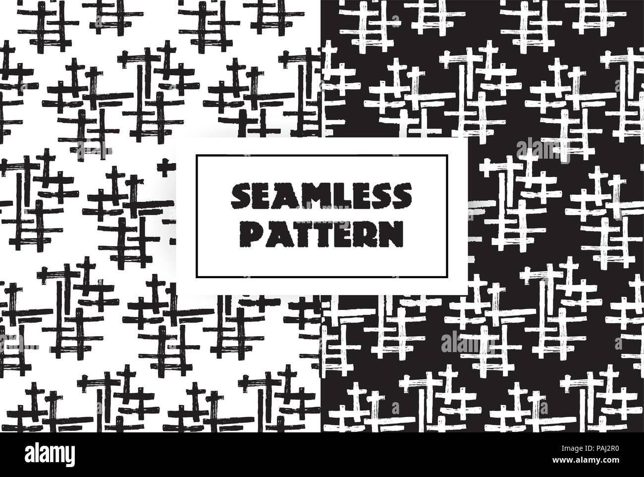Abstract di nero linee bianche seamless pattern. Disegnata a mano grafica. Può utilizzarlo ffor abbigliamento Illustrazione Vettoriale