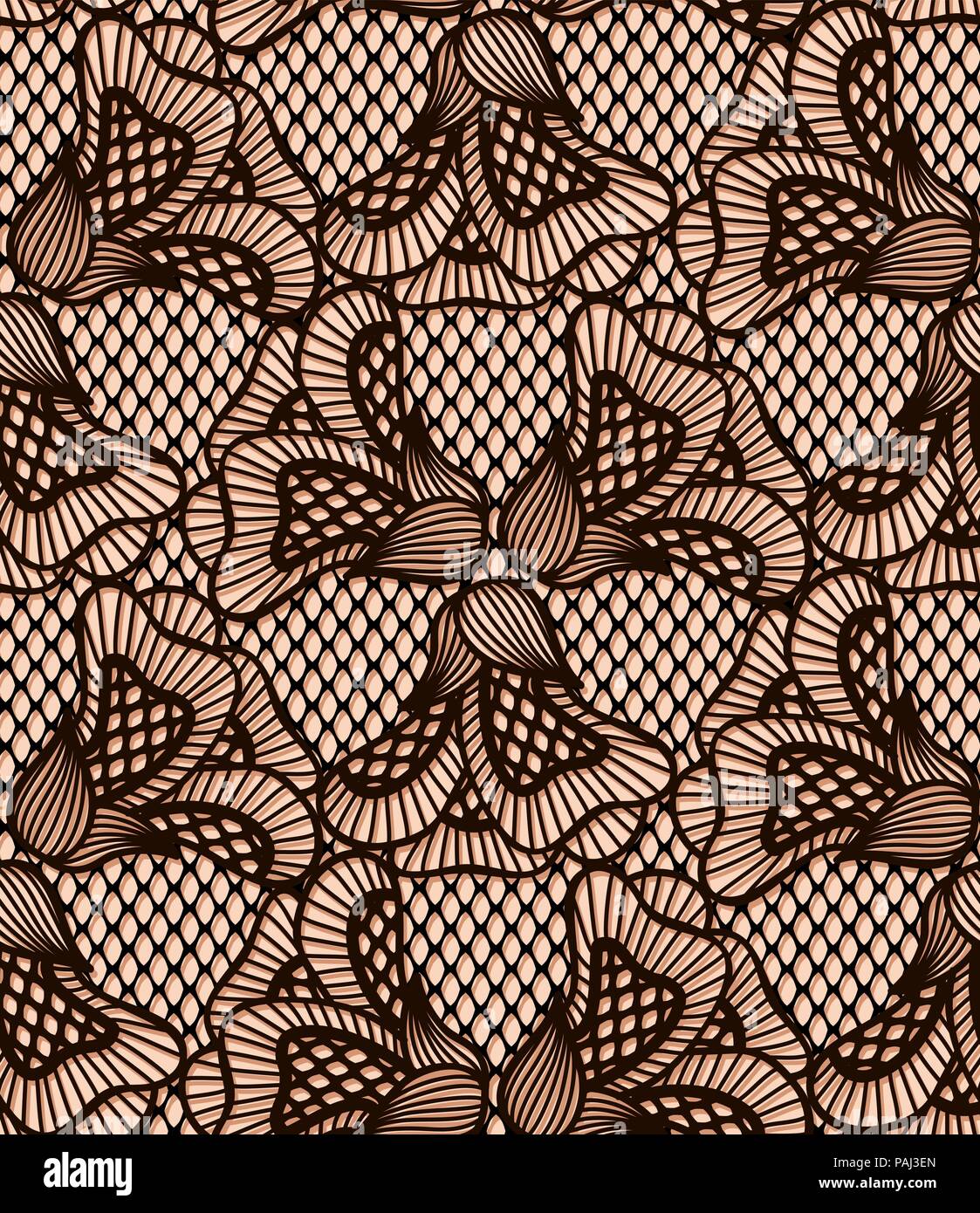 Seamless fiore nero lace pattern, retrò texture di pizzo Illustrazione Vettoriale