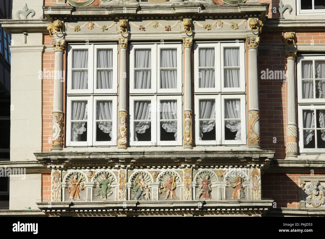 Esempio di stile medievale e architettura in Hamlin, Germania Foto Stock