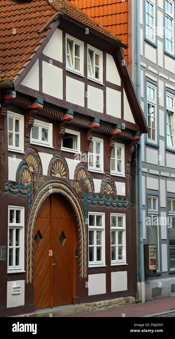 HAMELN, Germania - MARZO 07, 2009: dettagli di una casa nel centro di Hameln, in Germania Foto Stock