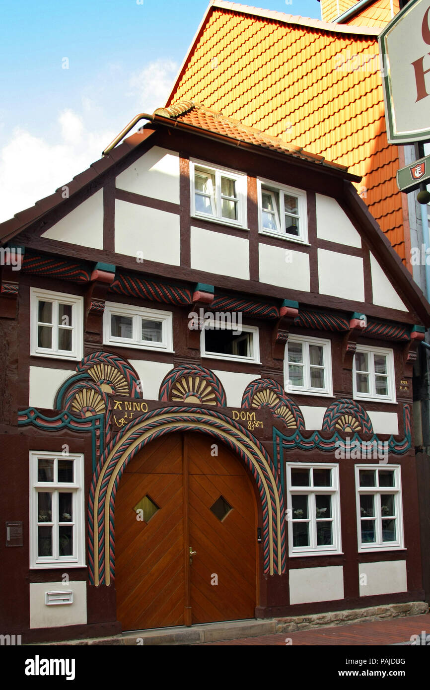 HAMELN, Germania - MARZO 07, 2009: dettagli di una casa nel centro di Hameln, in Germania Foto Stock