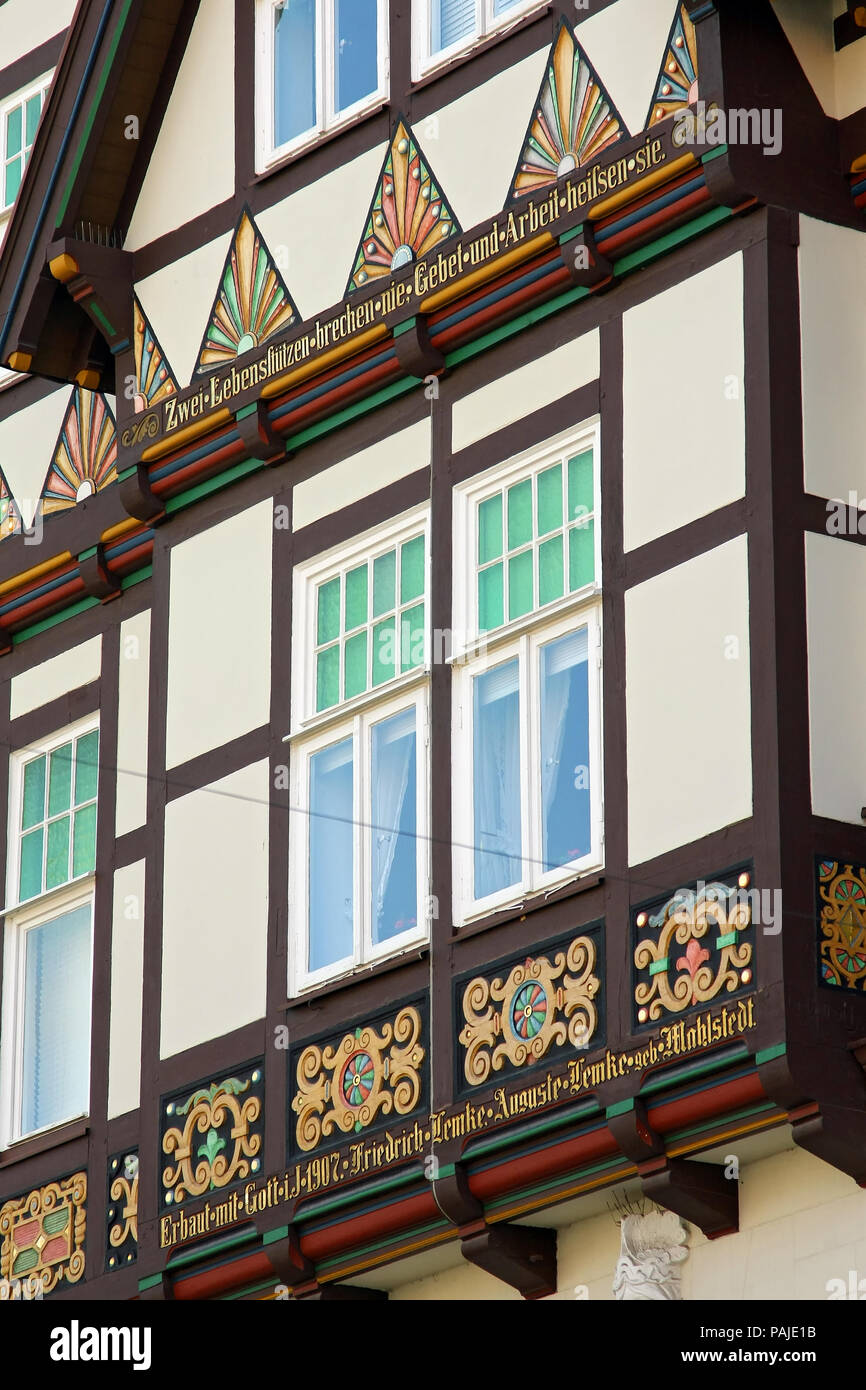 HAMELN, Germania - MARZO 07, 2009: dettagli di una casa nel centro di Hameln, in Germania Foto Stock
