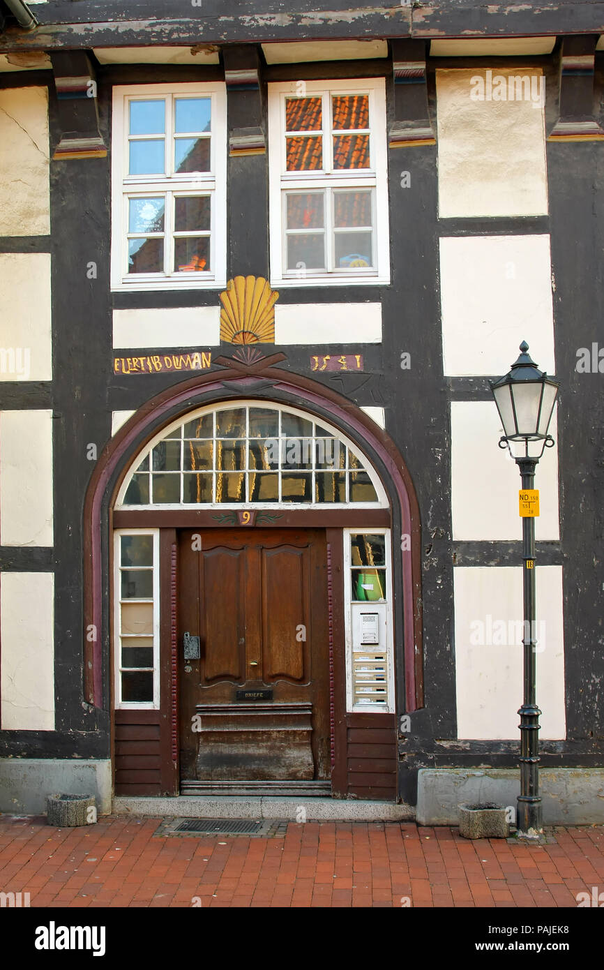 HAMELN, Germania - MARZO 07, 2009: dettagli di una casa nel centro di Hameln, in Germania Foto Stock
