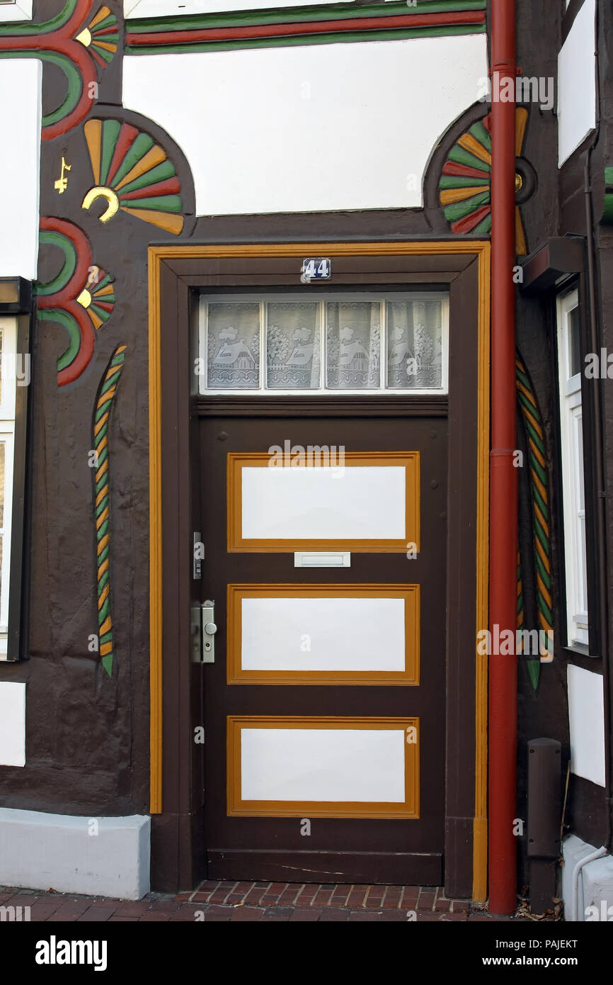 HAMELN, Germania - MARZO 07, 2009: dettagli di una casa nel centro di Hameln, in Germania Foto Stock