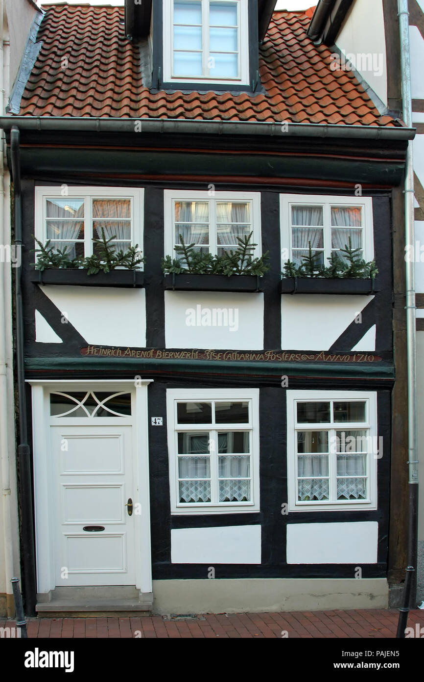 HAMELN, Germania - MARZO 07, 2009: dettagli di una casa nel centro di Hameln, in Germania Foto Stock