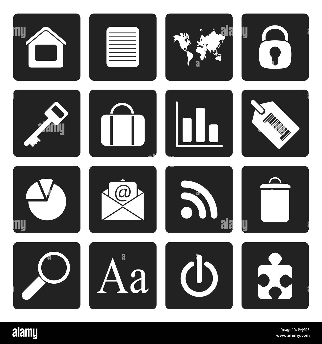 Nero semplice Business e Internet icone - Vettore icona impostare Illustrazione Vettoriale