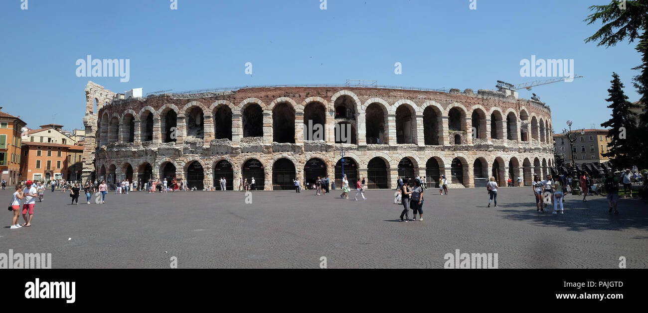 Antico anfiteatro romano Arena di Verona Verona è un sito Patrimonio Mondiale dell'UNESCO, Italia Foto Stock