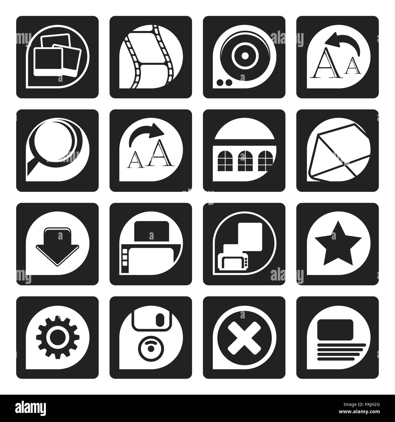 Internet nero e le icone dei siti Web - Vettore icona impostare Illustrazione Vettoriale