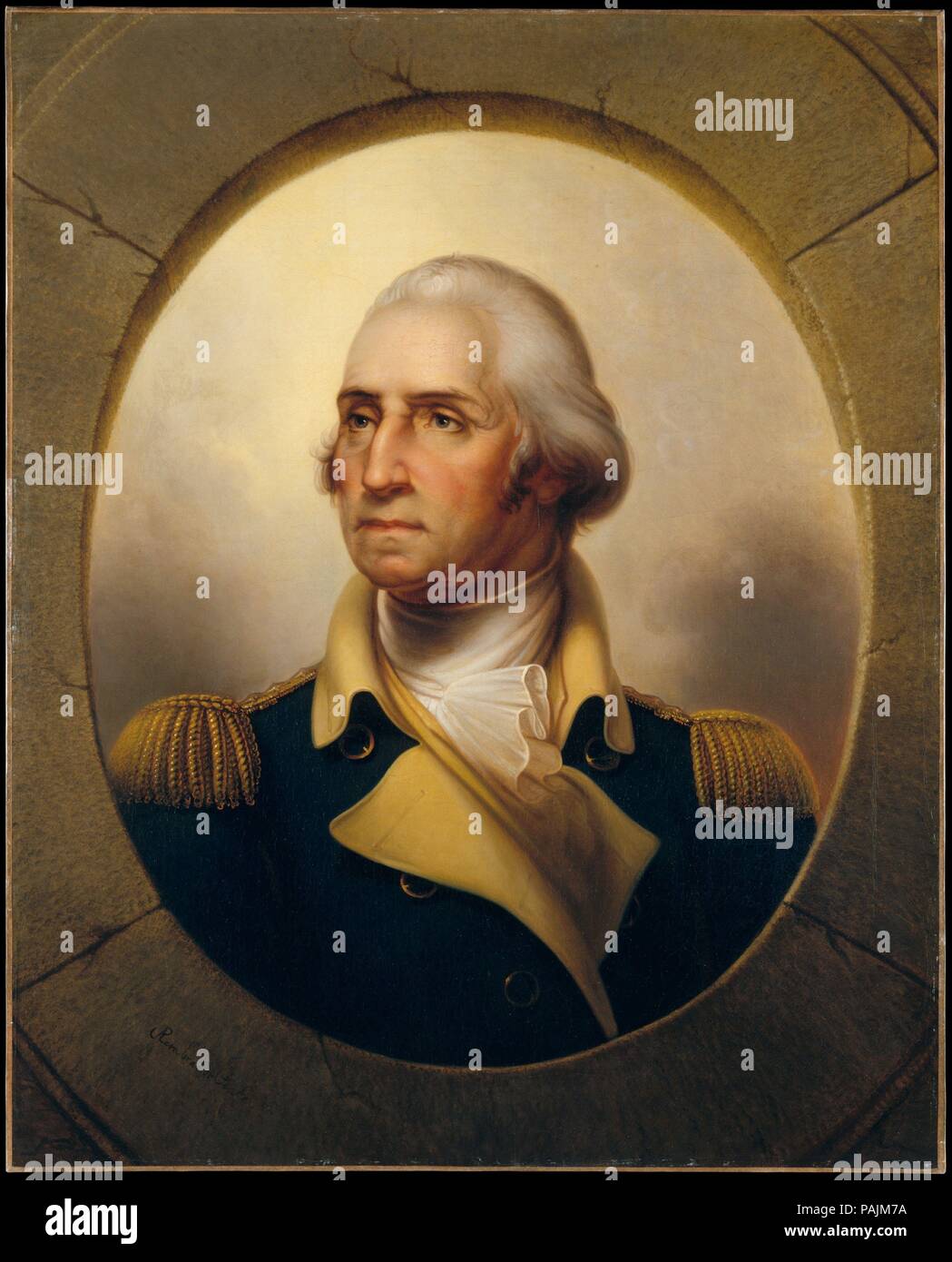 George Washington. Artista: Rembrandt Peale (American, CONTEA DI BUCKS, Pennsylvania 1778-1860 Philadelphia, Pennsylvania). Dimensioni: 36 x 29 in. (91,4 x 73,7 cm). Data: ca. 1846. Museo: Metropolitan Museum of Art di New York, Stati Uniti d'America. Foto Stock