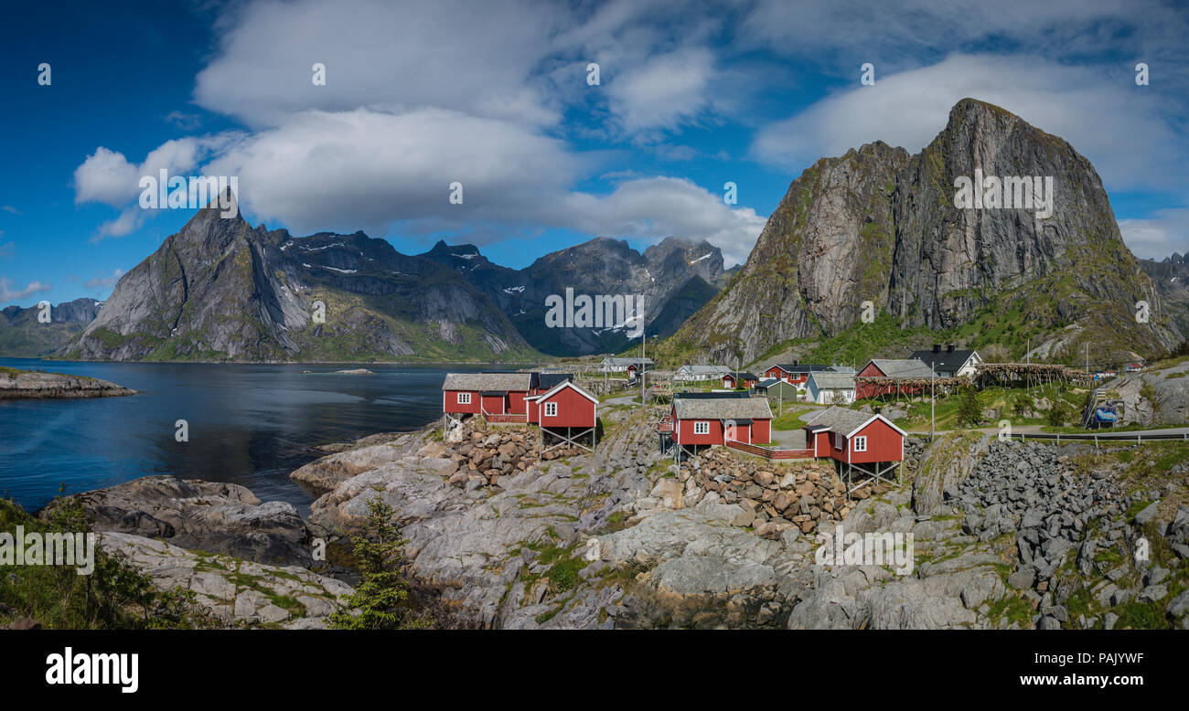 Hamnoy, Isole Lofoten in Norvegia. Foto Stock