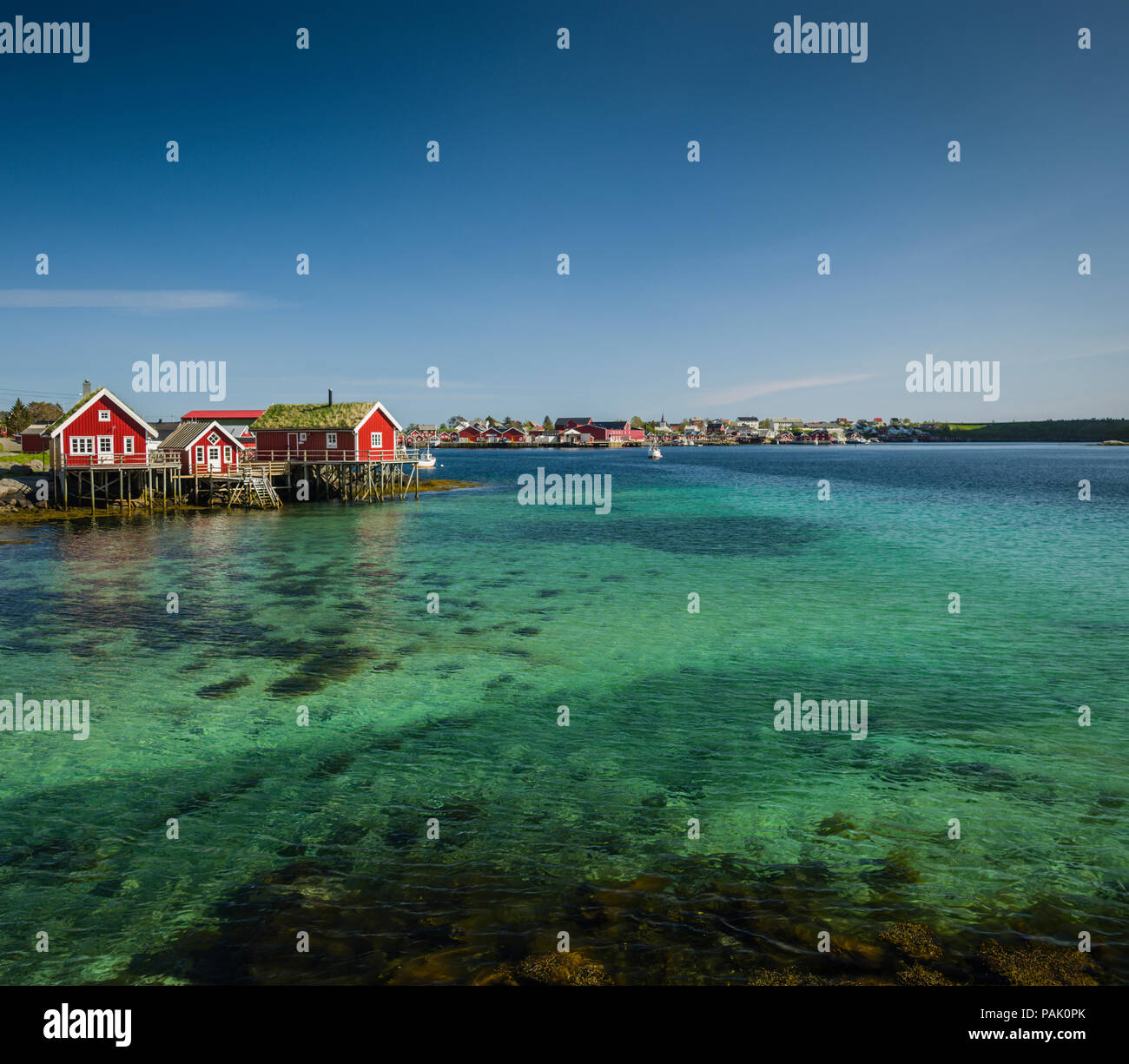 Reine e villaggio di pescatori, Isole Lofoten in Norvegia Foto Stock