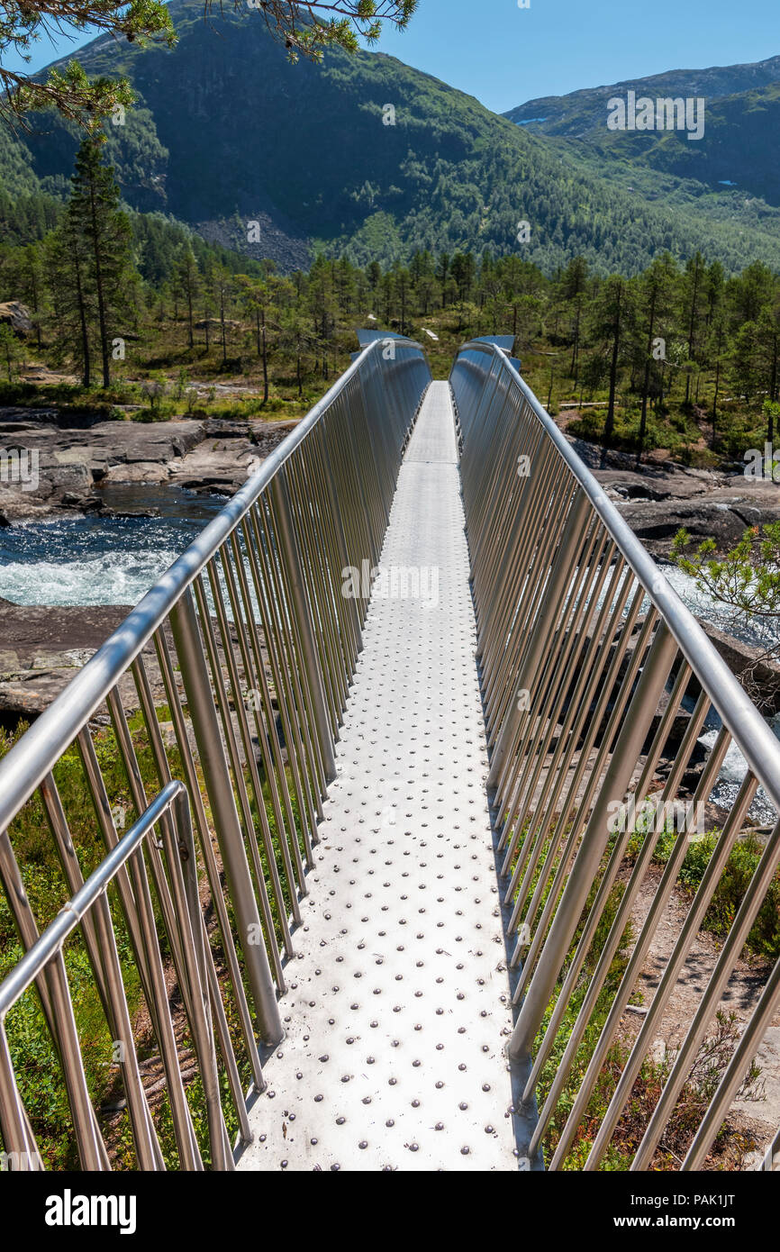 Ponte Likholefossen, Gaularfjellet, Norvegia. Foto Stock