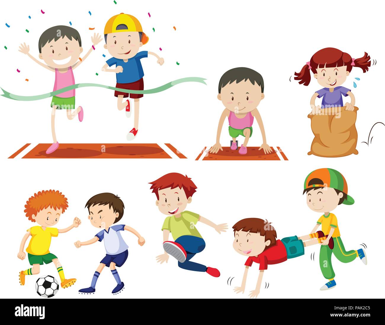 Set di kids fare sport attività di illustrazione Illustrazione Vettoriale