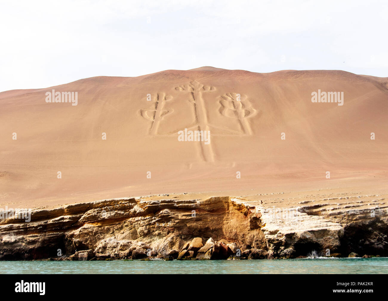 Geoglyph sulla costa peruviana vicino a Paracas Foto Stock