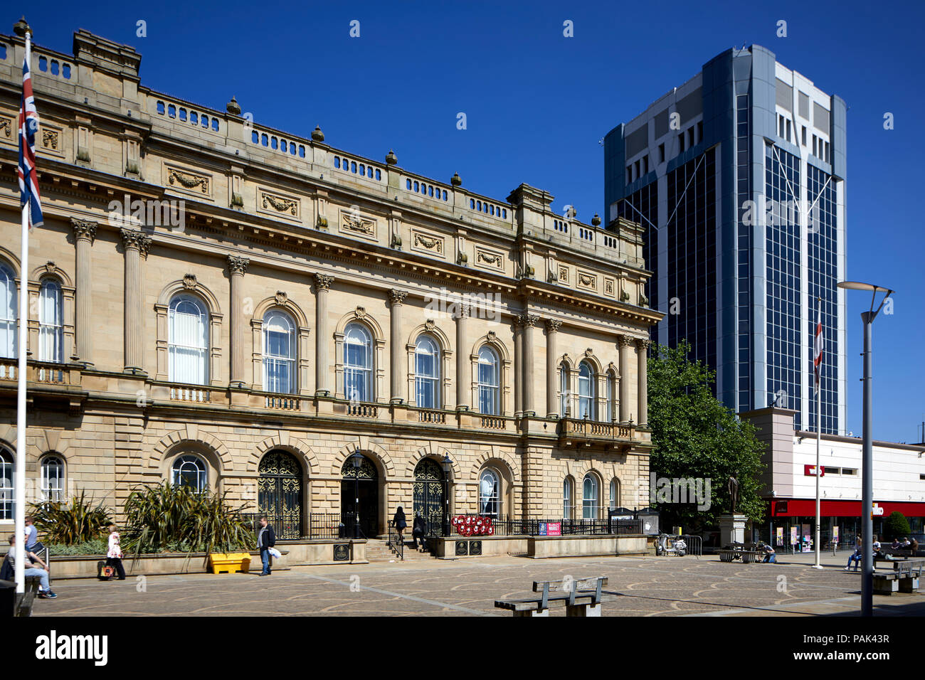 Blackbun Town Center in Lancashire, Inghilterra, il Municipio dall architetto James Paterson in stile rinascimentale italiano Foto Stock