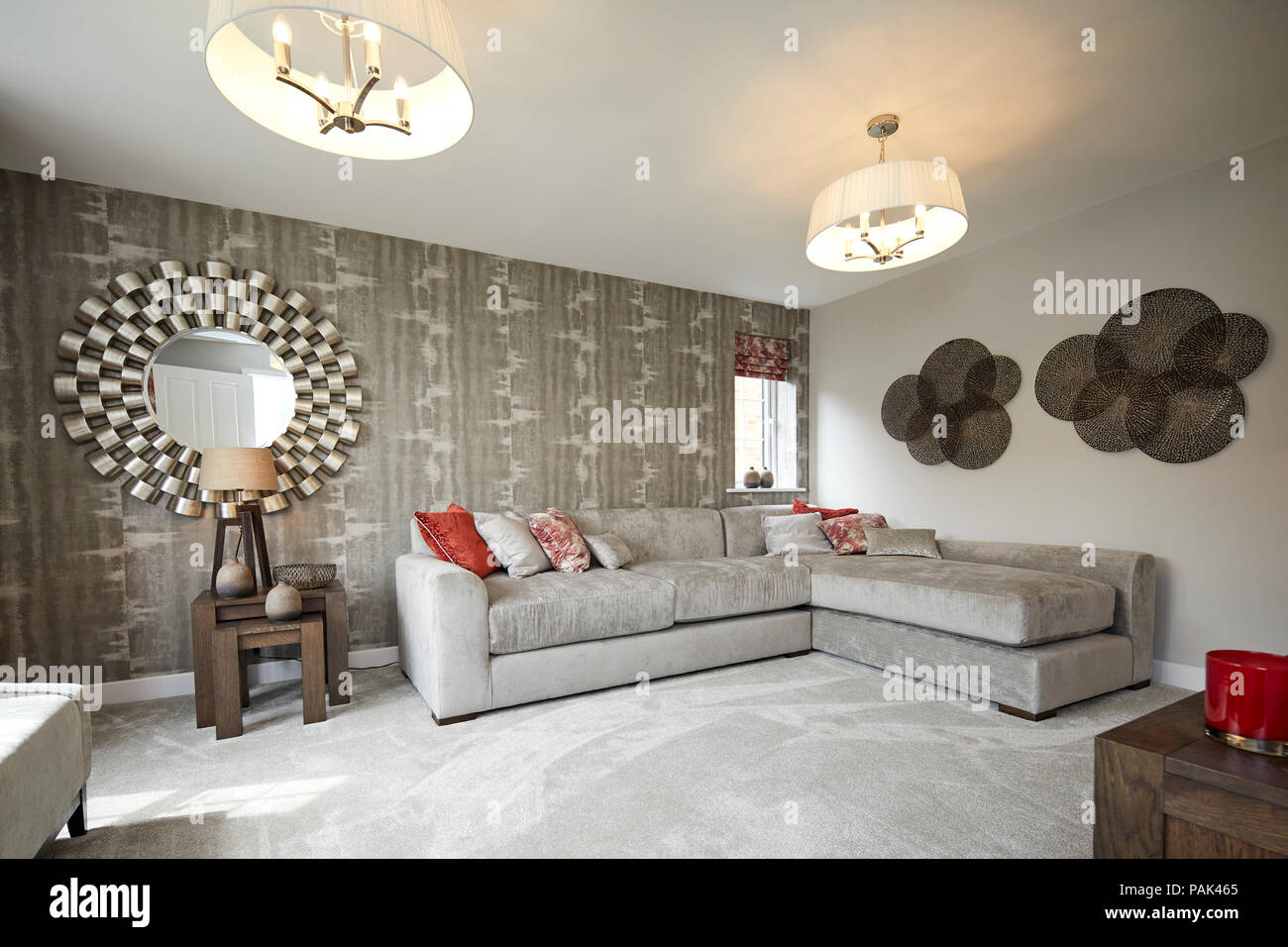 David Wilson case di aprire la presentazione case per loro Lightfoot Prato allo sviluppo nel nord Preston, Lancashire. Foto di Glenfield Lodge show home Foto Stock