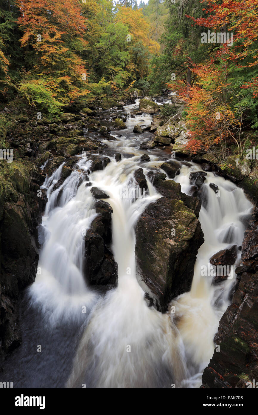 River Braan dall'eremo in autunno Foto Stock
