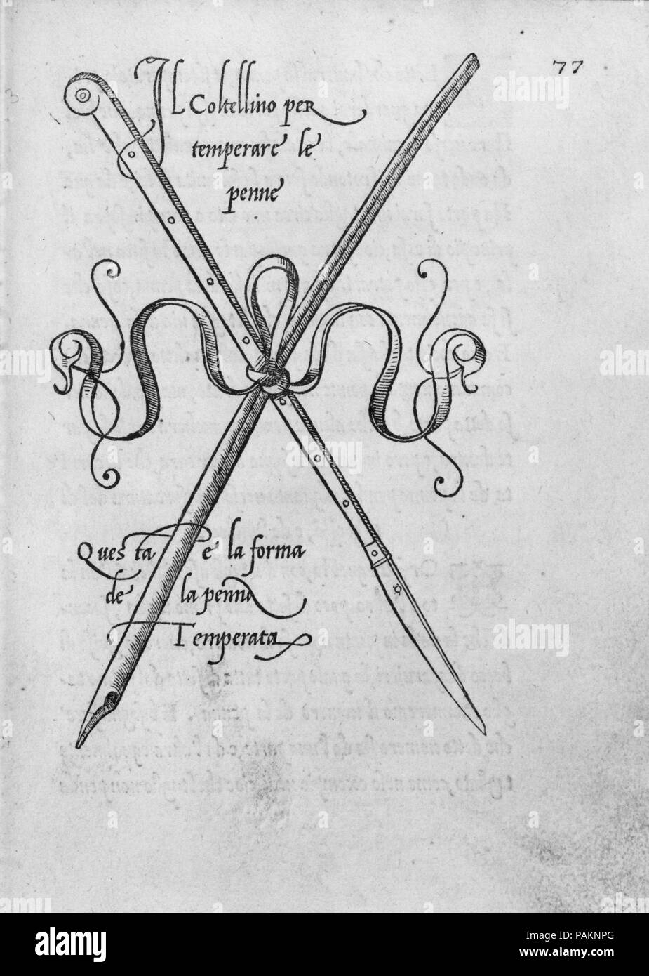 Il modo de temperare le penne in corso... Artista: Eustachio Celebrino (italiano, attivo del XVI secolo). Autore: Ludovico Arrighi (italiano, XVI secolo). Dimensioni: 8 1/4 x 5 7/8 x 5/8 in. (21 x 15 x 1,6 cm). Editore: Vicentino & Celebrino , Veneto. Data: 1523. Museo: Metropolitan Museum of Art di New York, Stati Uniti d'America. Foto Stock