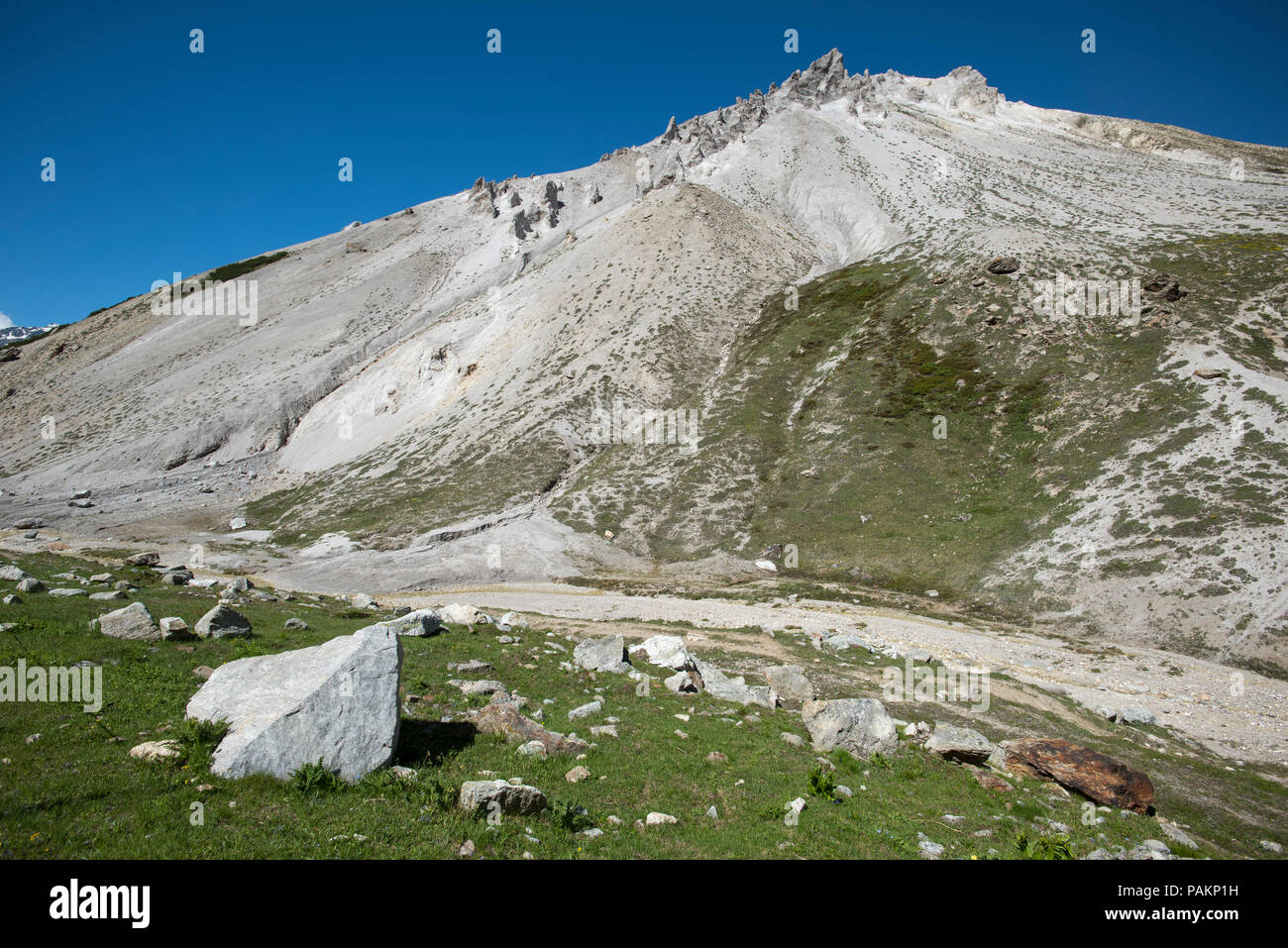 Livigno Passo Forcola di Livigno, (el. 2315 m.) è un alto passo di montagna nelle Alpi sul confine tra il cantone dei Grigioni in Svizzera e Foto Stock