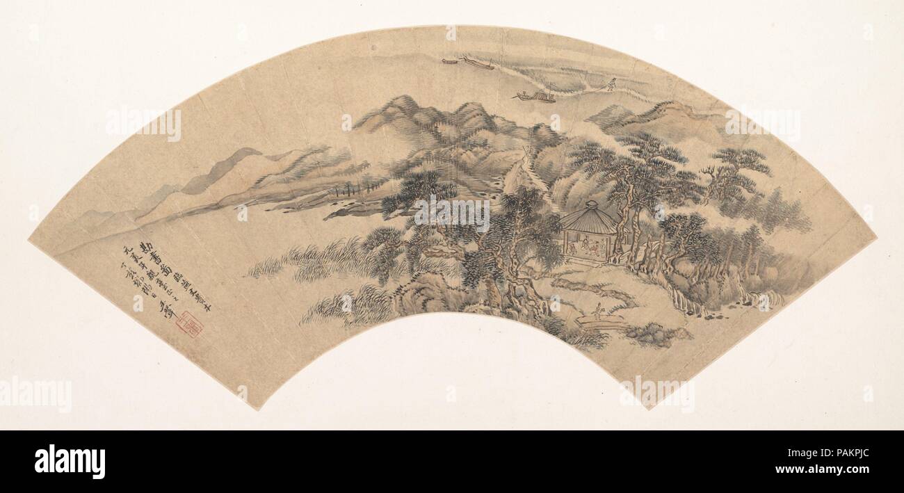 Paesaggio nello stile di Yan Wengui. Artista: artista non identificato; dopo Wang Hui (Cinese, 1632-1717). Cultura: la Cina. Dimensioni: 6 1/2 x 19 1/4 in. (16,5 x 48,9 cm). Data: XVIII secolo o più tardi, data spurie del 1707. Museo: Metropolitan Museum of Art di New York, Stati Uniti d'America. Foto Stock