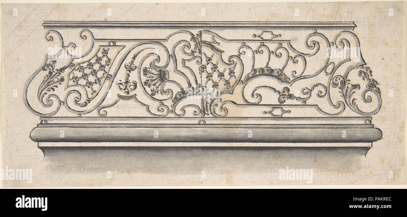 Disegni per lavorare il ferro balcone. Dimensioni: foglio: 3 9/16 x 7 5/8 in. (9 x 19,4 cm). Data: XVIII secolo. Museo: Metropolitan Museum of Art di New York, Stati Uniti d'America. Foto Stock