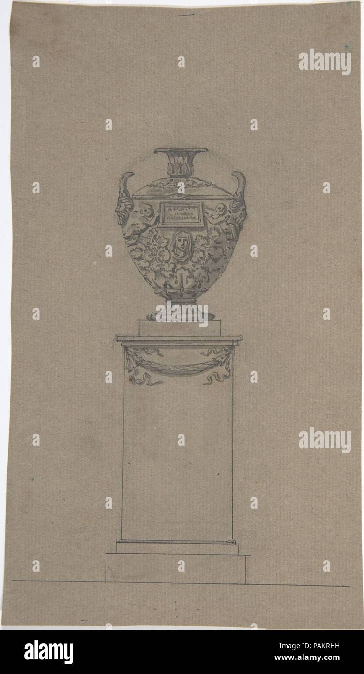 Design per una tomba con un'urna. Artista: Johann Gottfried Schadow (tedesco, Berlino Berlino 1764-1850). Dimensioni: foglio: 6 3/4 x 3 15/16 in. (17,2 x 10 cm). Data: tardo XVIII-XIX secolo. Museo: Metropolitan Museum of Art di New York, Stati Uniti d'America. Foto Stock