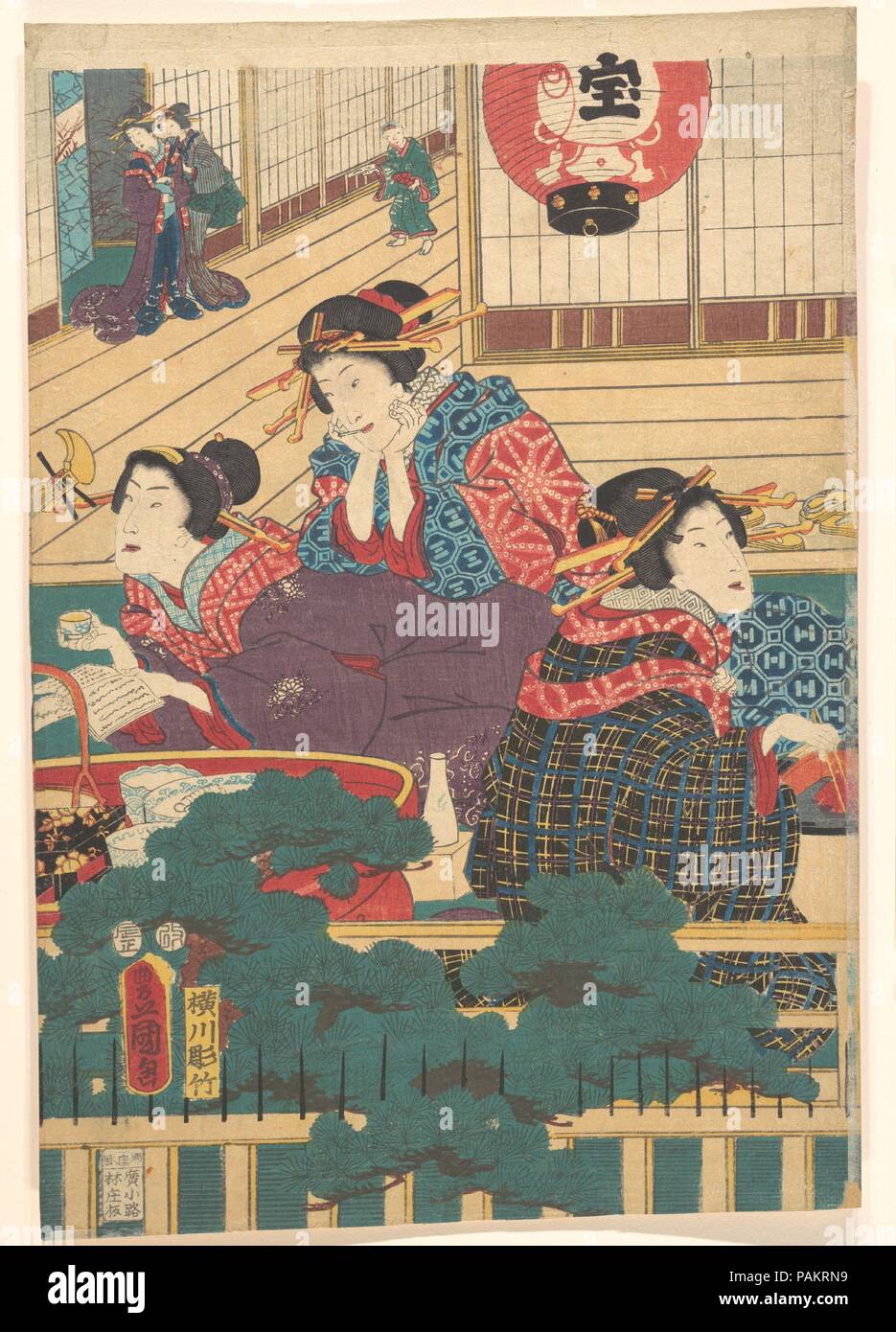 Stampa. Artista: Utagawa Kunisada (giapponese, 1786-1865). Cultura: il Giappone. Dimensioni: Immagine: 14 1/2 x 9 3/4 in. (36,8 × 24,8 cm). Museo: Metropolitan Museum of Art di New York, Stati Uniti d'America. Foto Stock