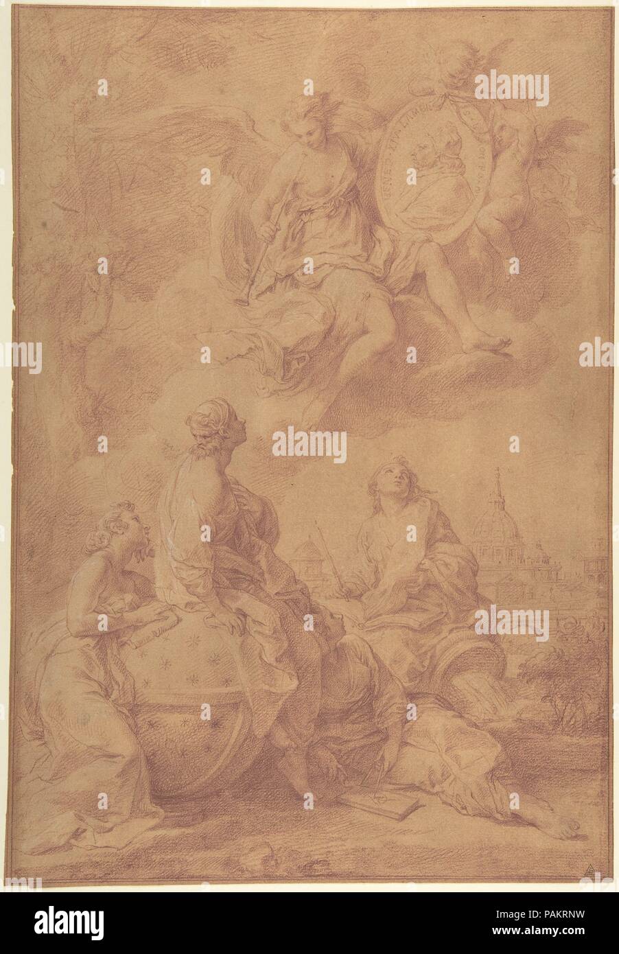 Allegoria in onore di Papa Benedetto XIV. Artista: Pompeo Batoni (italiano, Lucca Roma 1708-1787). Dimensioni: 14 3/16 x 9 13/16a. (36 x 24.9cm). Data: ca. 1745. Museo: Metropolitan Museum of Art di New York, Stati Uniti d'America. Foto Stock