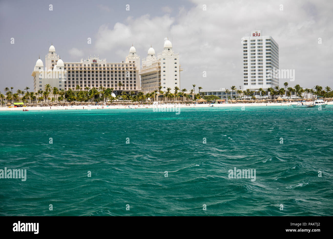 Hotel Riu Palace Aruba & Riu Palace Antillas, Palm Beach, Aruba, dei Caraibi Foto Stock