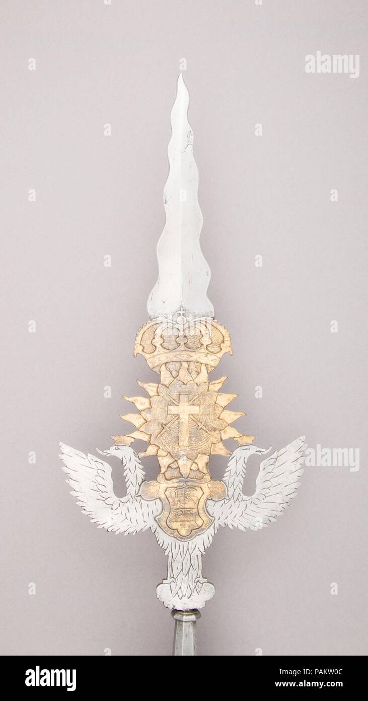 Partigiano. Cultura: tedesco, Sassonia. Dimensioni: L. 8 ft. 7 1/4 in. (262,2 cm); L. di testa 24 1/2 in. (62,3 cm); W. 9 7/8 in. (25,1 cm); Wt. 6 lbs. 2721.6 (g). Data: ca. 1680. Museo: Metropolitan Museum of Art di New York, Stati Uniti d'America. Foto Stock