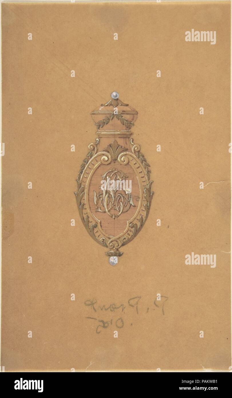 Progettazione per la gioielleria. Artista: Anonimo, francese del XIX secolo. Dimensioni: foglio: 6 11/16 x 4 3/16 in. (17 x 10,7 cm). Data: del XIX secolo. Museo: Metropolitan Museum of Art di New York, Stati Uniti d'America. Foto Stock