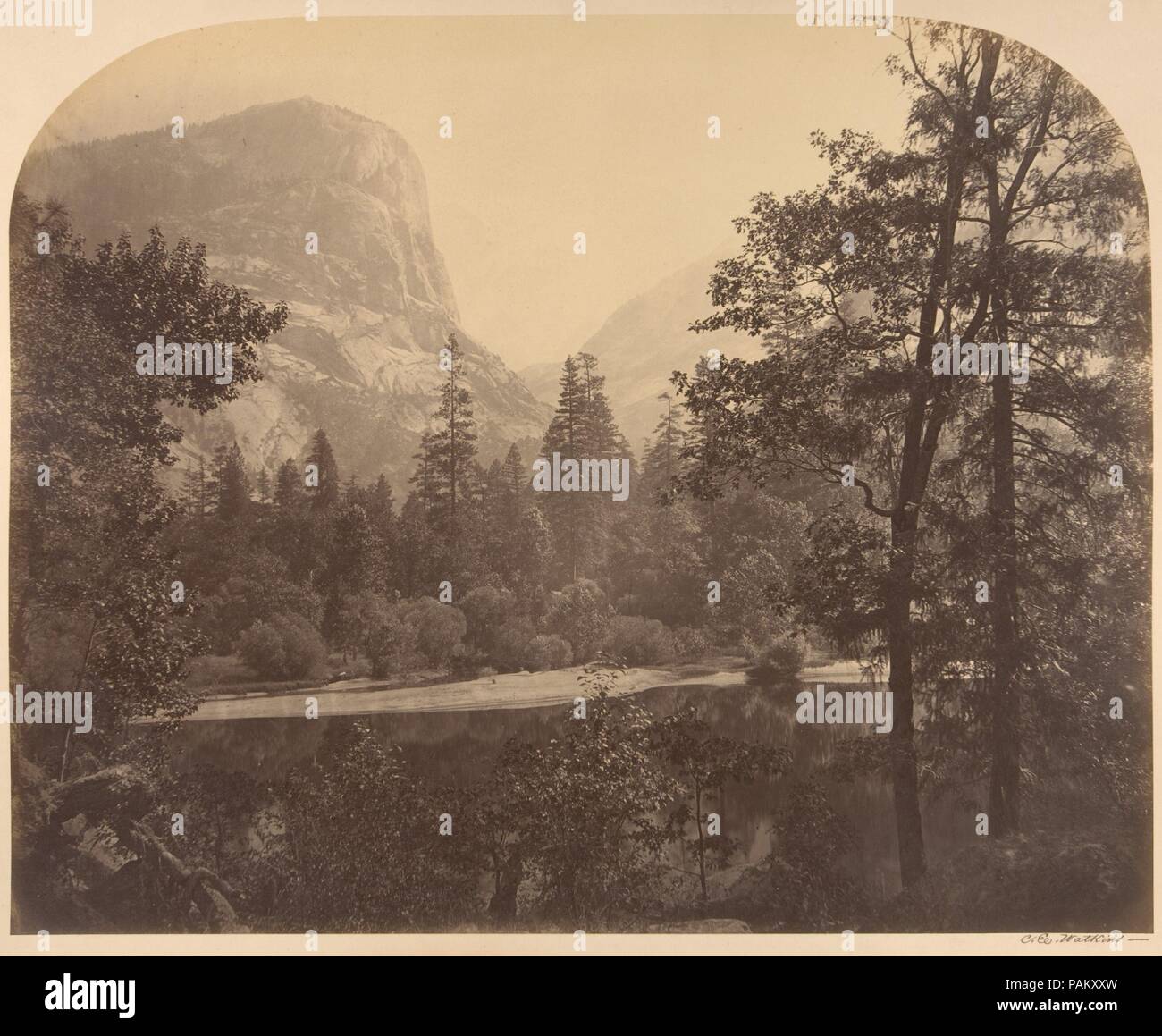 Il lago a piedi di mezza cupola. Artista: Carleton E. Watkins (American, 1829-1916). Dimensioni: Immagine: 16 1/2 × 20 9/16 in. (41,9 × 52,3 cm) Montaggio: 21 5/16 in. × 26 7/16 in. (54,1 × 67,2 cm). Data: 1861. Museo: Metropolitan Museum of Art di New York, Stati Uniti d'America. Foto Stock