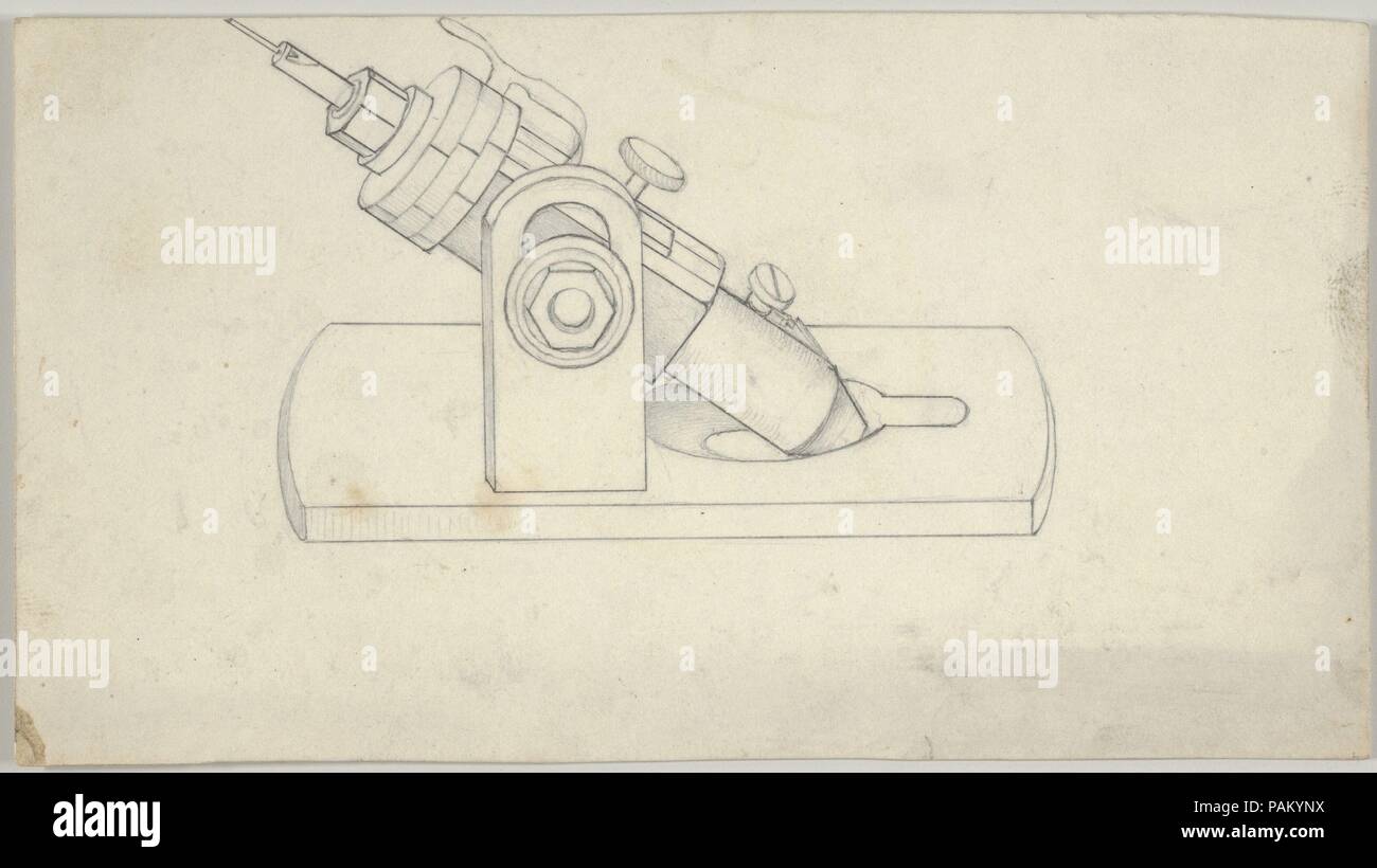Stilo di una macchina utilizzata per la realizzazione di incisioni di banconote. Artista: attribuito a Ciro Durand (American, 1787-1868). Dimensioni: foglio: 3 11/16 x 6 7/16 in. (9,3 x 16,4 cm). Data: del XIX secolo. Museo: Metropolitan Museum of Art di New York, Stati Uniti d'America. Foto Stock