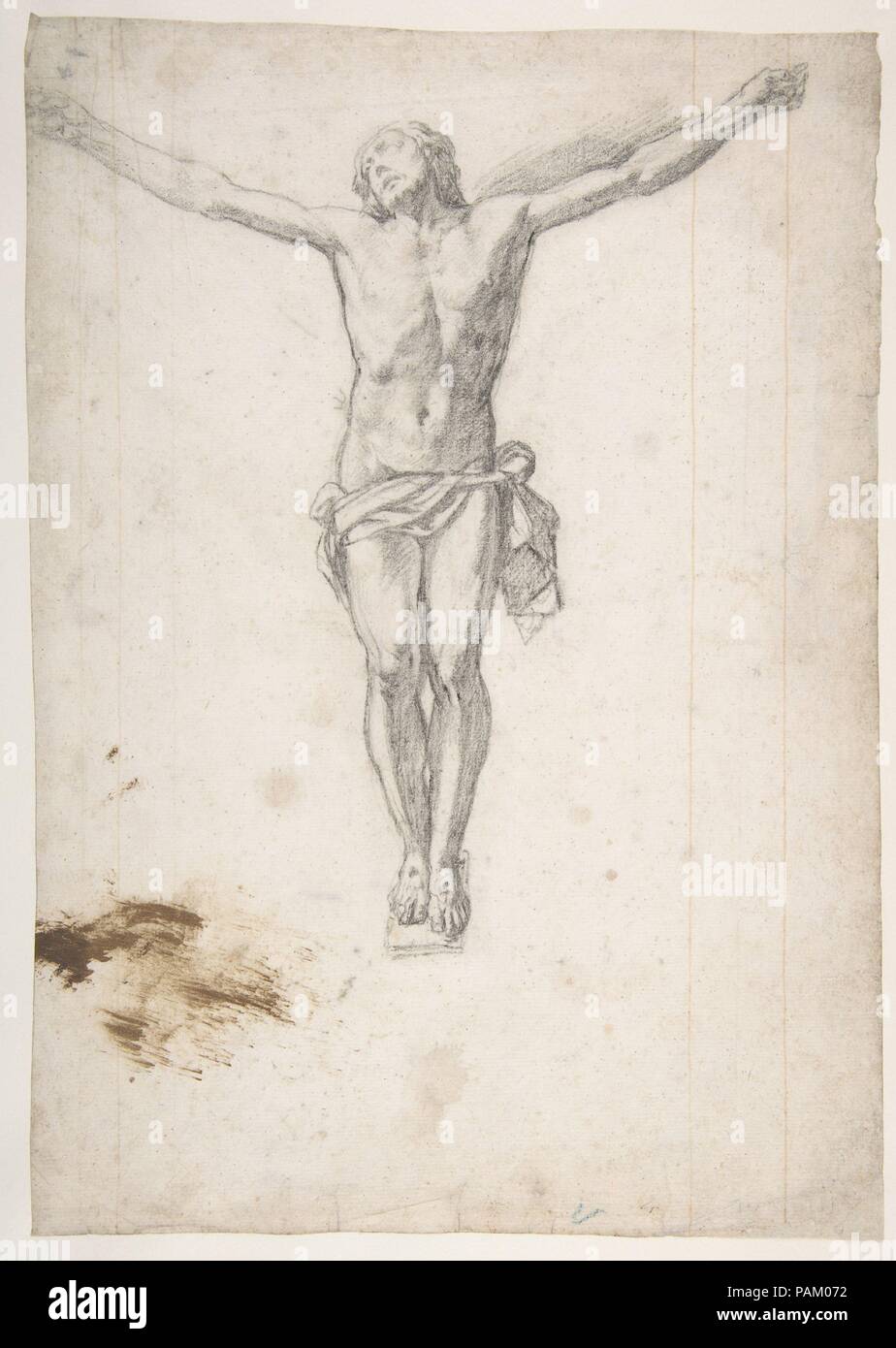 Cristo sulla Croce. Artista: attribuito a Girolamo Muziano (italiano, Acquafredda, Brescia 1528-1592 Roma). Dimensioni: 10 11/16 x 7 1/2a. (27,1 x 19,1 cm). Data: 1590-1600. Museo: Metropolitan Museum of Art di New York, Stati Uniti d'America. Foto Stock