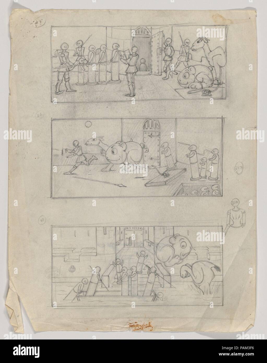 "Muovere molto' Schizzi (recto e verso). Artista: Herbert E. Crowley (British, Londra 1873-1939 Zurigo). Dimensioni: foglio: 10 13/16 × 8 3/8 in. (27,5 × 21,3 cm). Data: ca. 1910. Museo: Metropolitan Museum of Art di New York, Stati Uniti d'America. Foto Stock