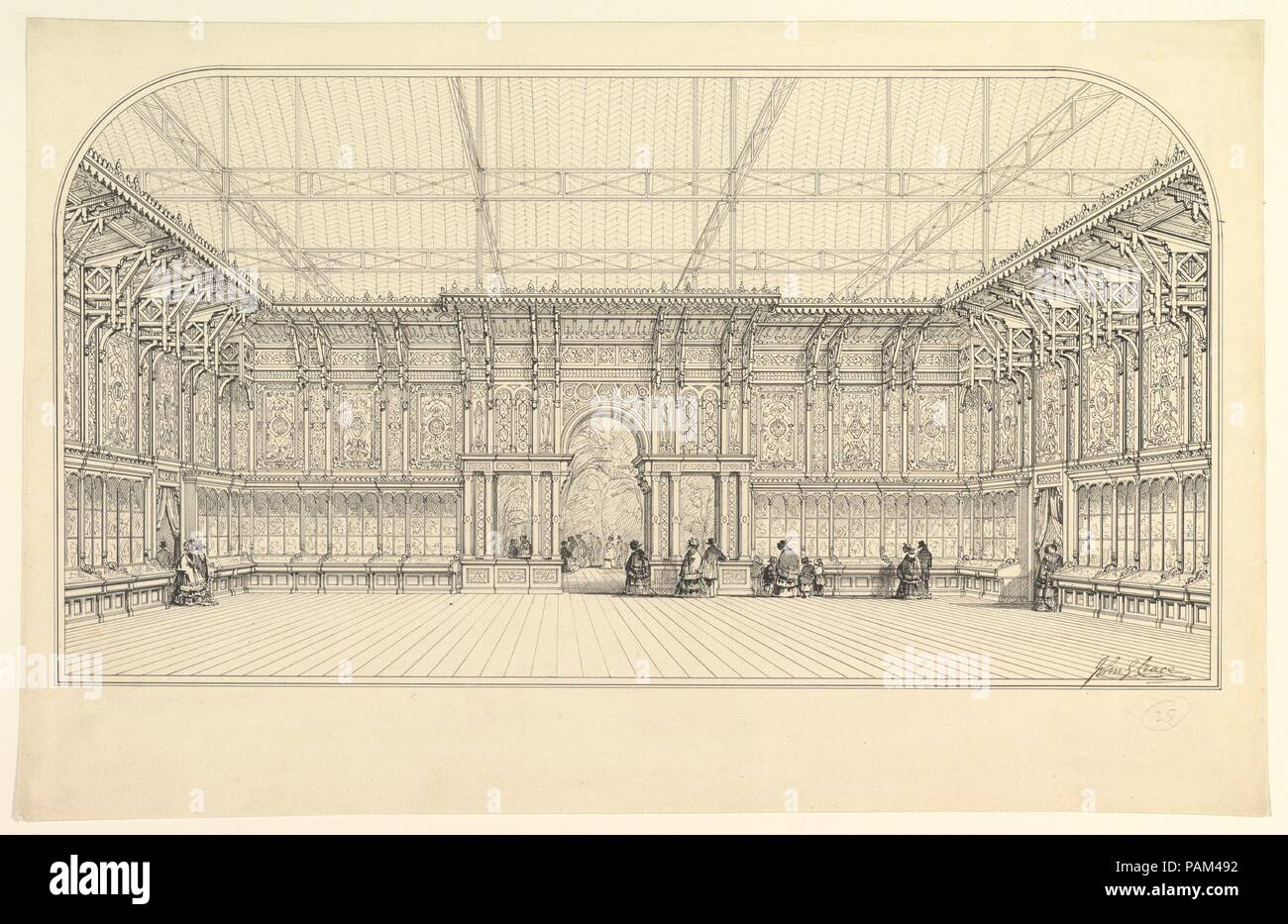 Gallery foderato con la Visualizzazione casi. Artista: Giovanni Gregorio Crace (British, Londra Dulwich 1809-1889) , e figlio. Dimensioni: foglio: 13 5/8 x 21 1/4 in. (34,6 x 54 cm). Data: del XIX secolo. Museo: Metropolitan Museum of Art di New York, Stati Uniti d'America. Foto Stock