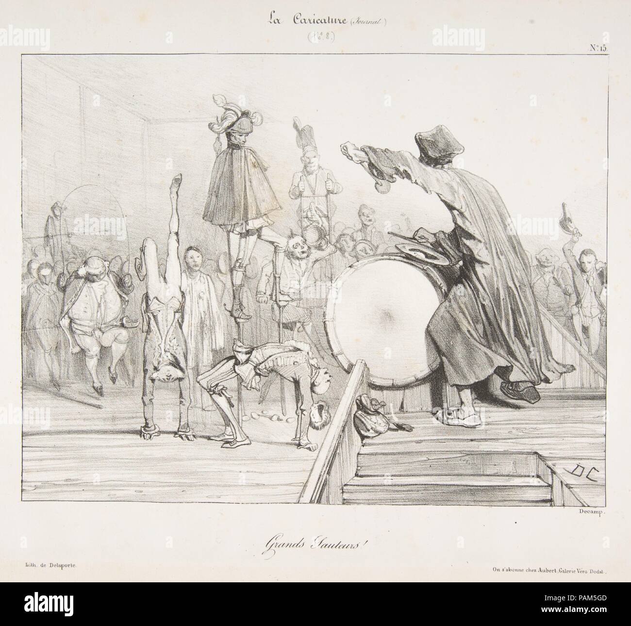 Grands Sauteurs!, da La caricatura. Artista: Alexandre-Gabriel Decamps (francese, Parigi 1803-1860 Fontainebleau). Dimensioni: complessivo: 10 1/4 x 13 7/16 in. (26,1 x 34,1 cm) immagine: 7 9/16 x 9 15/16 in. (19,2 x 25,2 cm). Serie/Portfolio: Pubblicato in La caricatura. Data: del XIX secolo. Museo: Metropolitan Museum of Art di New York, Stati Uniti d'America. Foto Stock